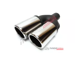 Универсальная насадка на глушитель MG-Race двойная правая, скошенная, пустая, диаметр выходов 80мм