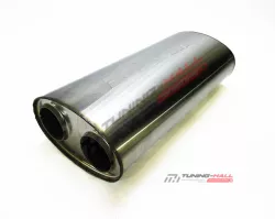 Универсальный резонатор прямоточный MG-Race длина 380мм, диаметр 170x105мм, диаметр входной трубы 63мм, выходных 52мм