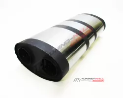 Универсальный резонатор с камерой MG-Race длина 380мм, диаметр 170x105мм, диаметр входной трубы 63мм, выходных 52мм