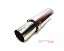 Спортивный прямоточный глушитель (бочка) HKS Hi-Power style серебристая диаметр входа 51мм